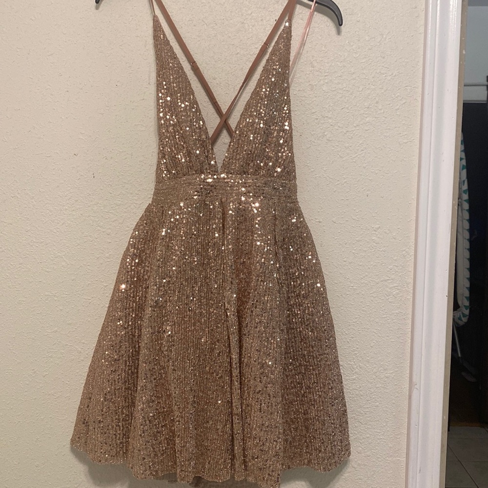 Rose gold sequin dress